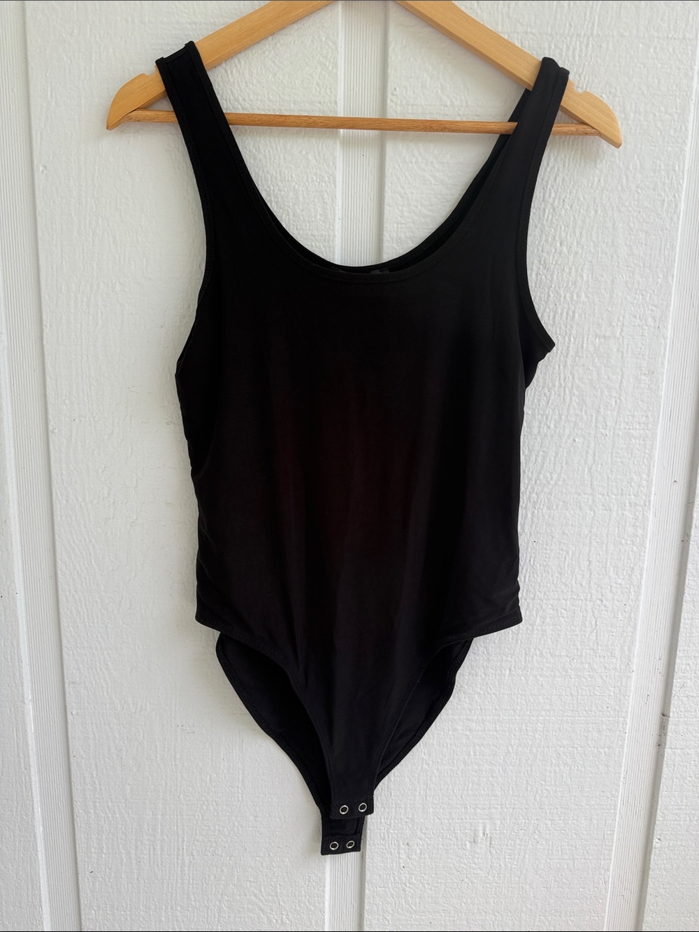 Classic Black Scoop Neck Bodysuit Large